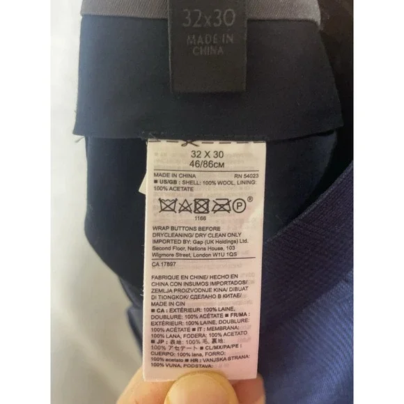 Banana Republic Pants Men 33X29 Blue Italy Barberis Canonico Super 110 Wool Luxe - Picture 11 of 12